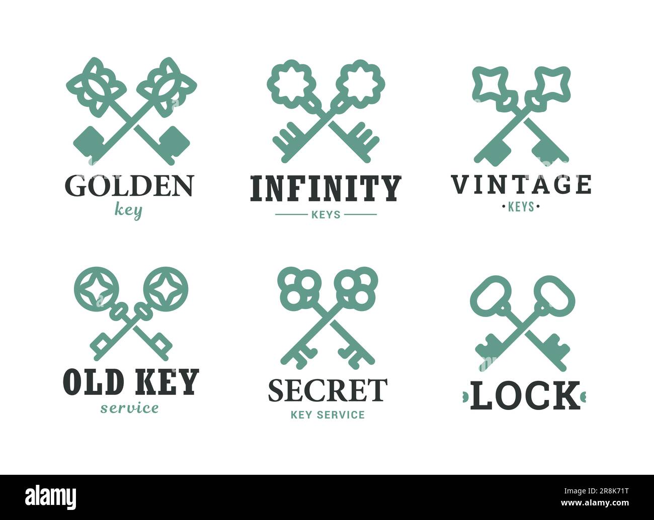 Ensemble de clés plates à motif vintage Illustration de Vecteur