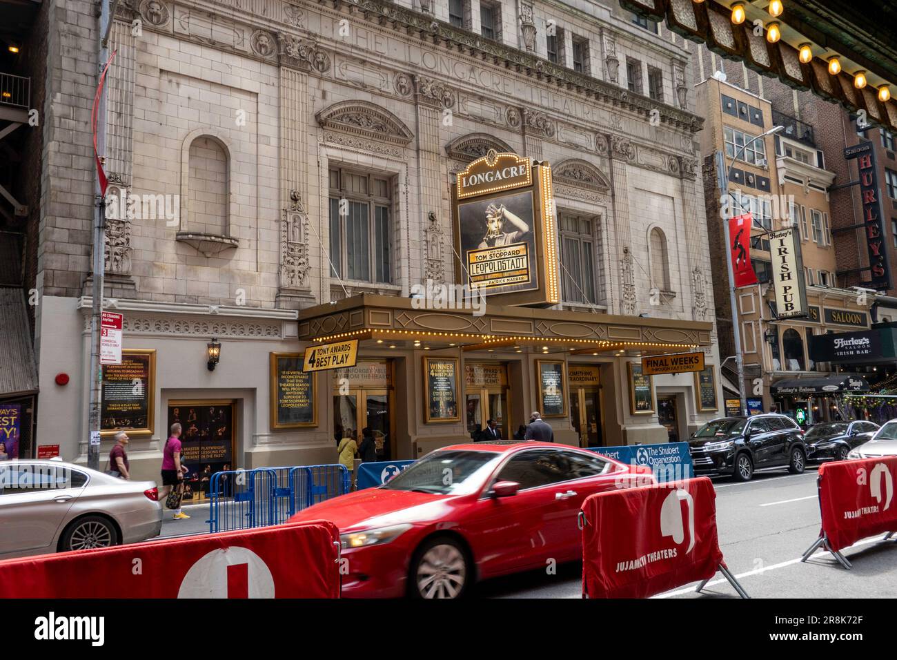 Théâtre de Longacre avec le Marquee de Leopoldstadt, 2023, New York City, États-Unis Banque D'Images