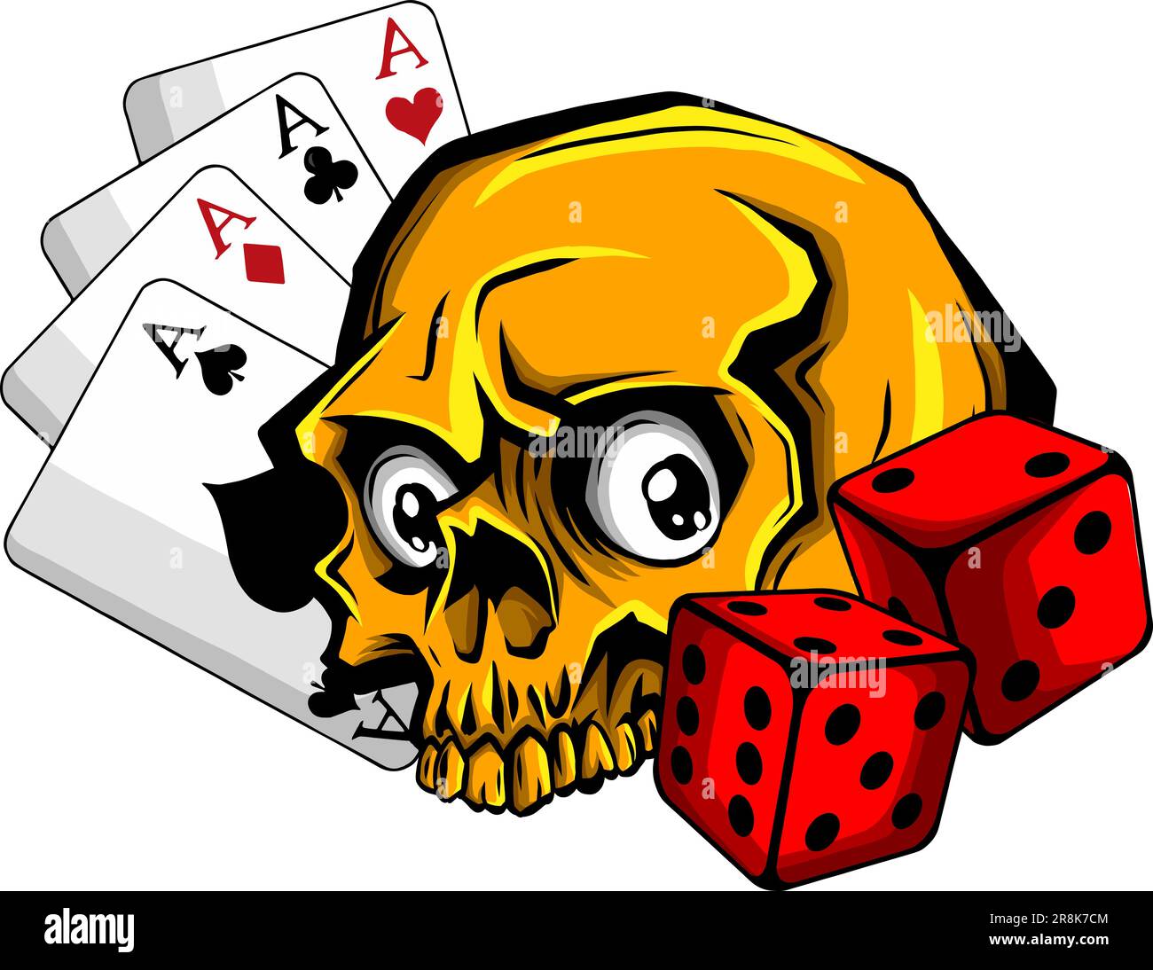 Concept d'éléments de jeu de crâne avec poker royal de chasse Illustration de Vecteur