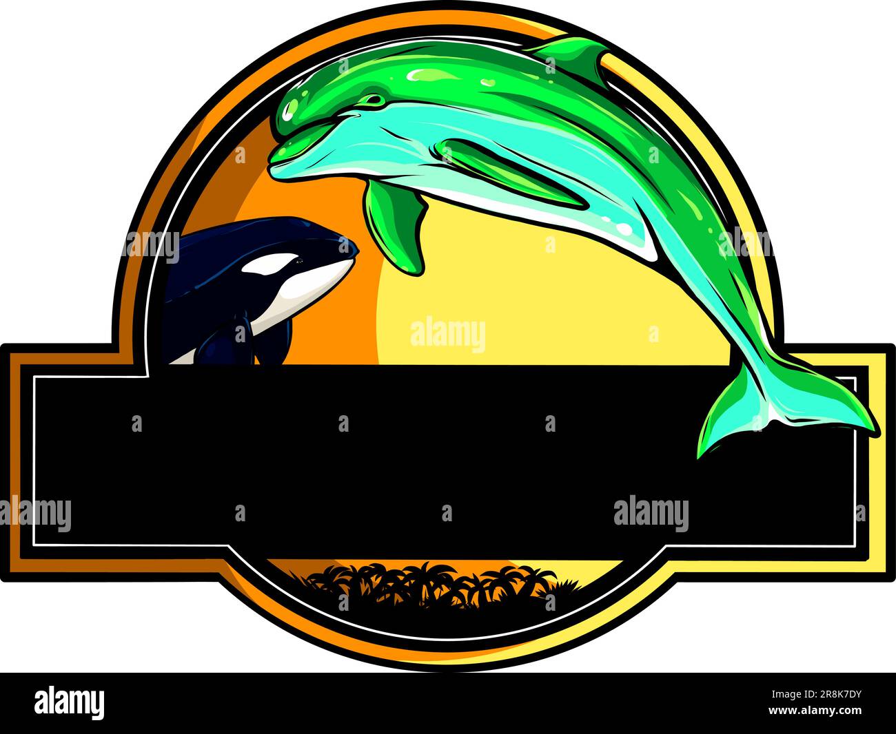 logo vector dauphin nageant dans la mer Illustration de Vecteur