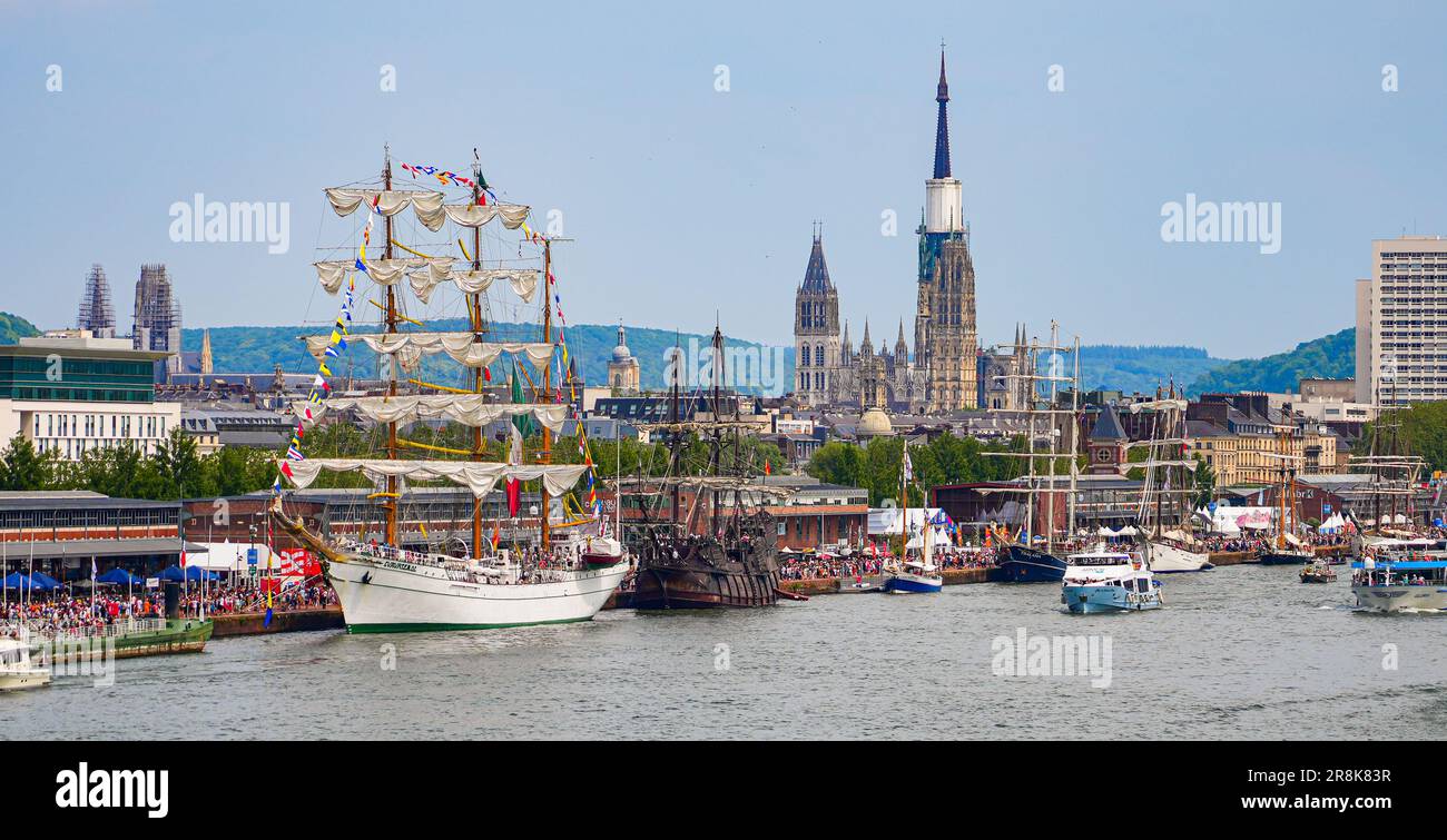 Rouen, France - 17 juin 2023: 'Cuauhtémoc' est un navire d'entraînement de la Marine mexicaine. Il est amarré sur les quais de Seine à Rouen en Normandie pour Banque D'Images