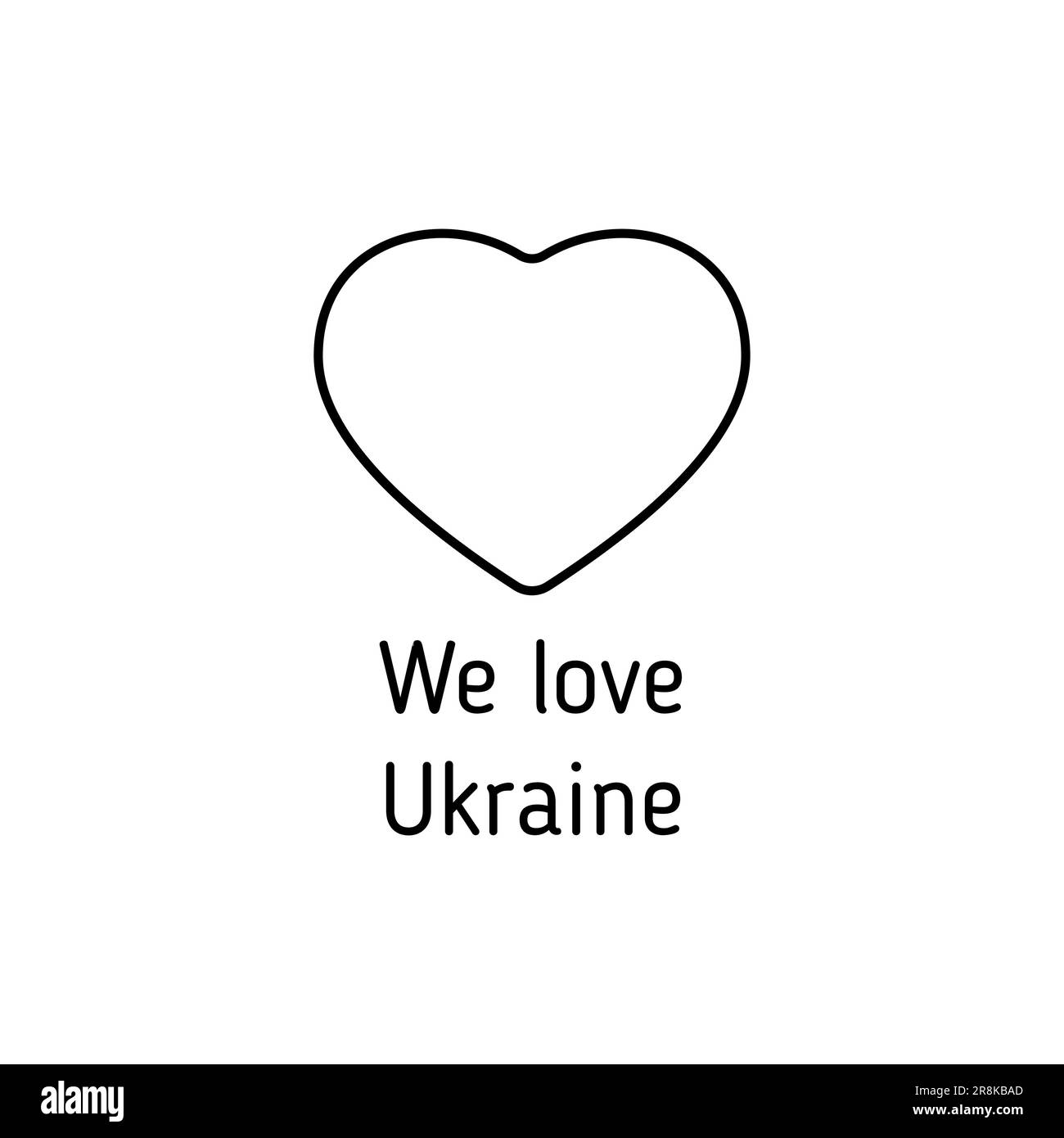 Nous aimons l'Ukraine. icône de vecteur de contour cardiaque Illustration de Vecteur