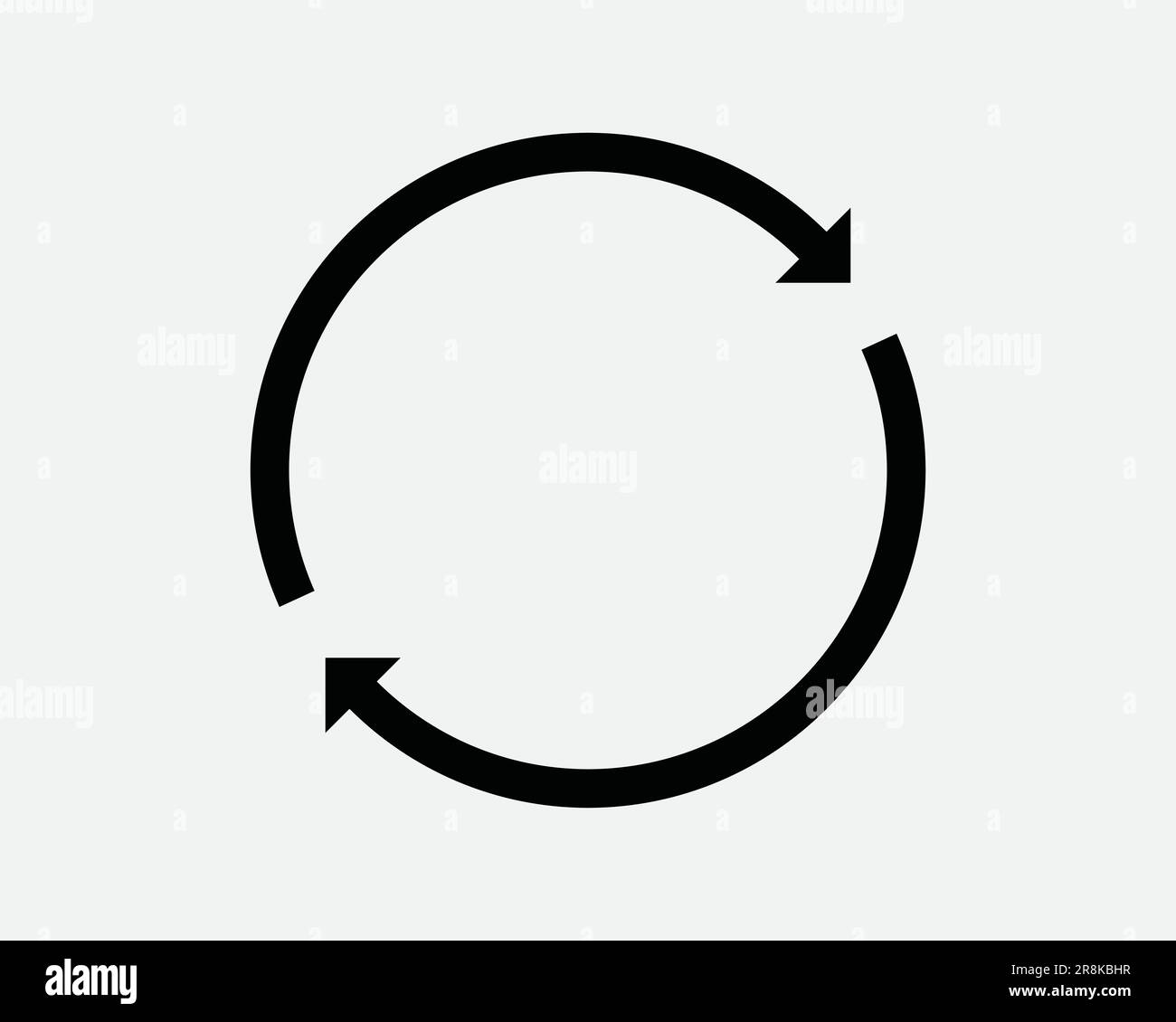 Icône de flèche circulaire. Répéter le cycle de rafraîchissement de recyclage boucle ronde processus de réinitialisation de spin signe noir blanc Illustration graphique Clipart EPS Vector Illustration de Vecteur