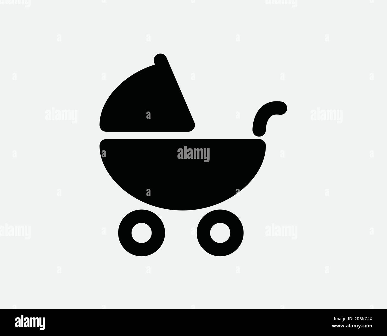 Icône poussette. Poussette poussette poussette bébé bébé bébé bébé nouveau-né chariot Noir blanc signe symbole Illustration graphique Clipart EPS Vector Illustration de Vecteur