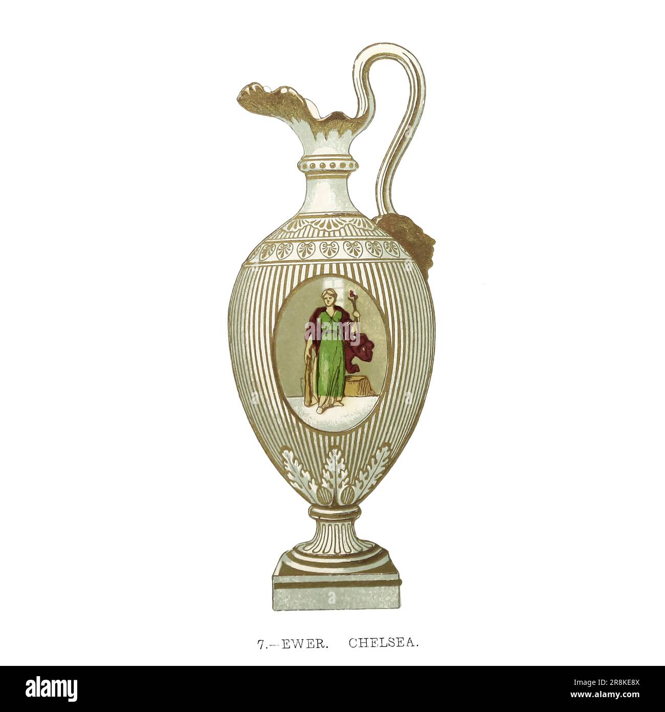 Ewer Chelsea, d'après le livre « Une histoire de la poterie et de la porcelaine, médiévale et moderne » de Joseph Marryat, publié à Londres par John Murray, Albemarle Street en 1857 Banque D'Images