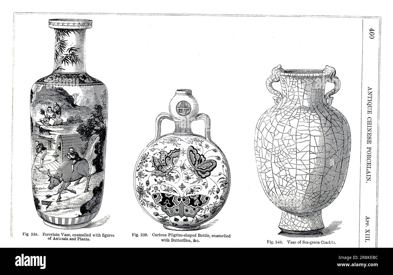 Porcelaine antique chinoise tirée du livre « Une histoire de poterie et de porcelaine, médiévale et moderne » de Joseph Marryat, publié à Londres par John Murray, Albemarle Street en 1857 Banque D'Images