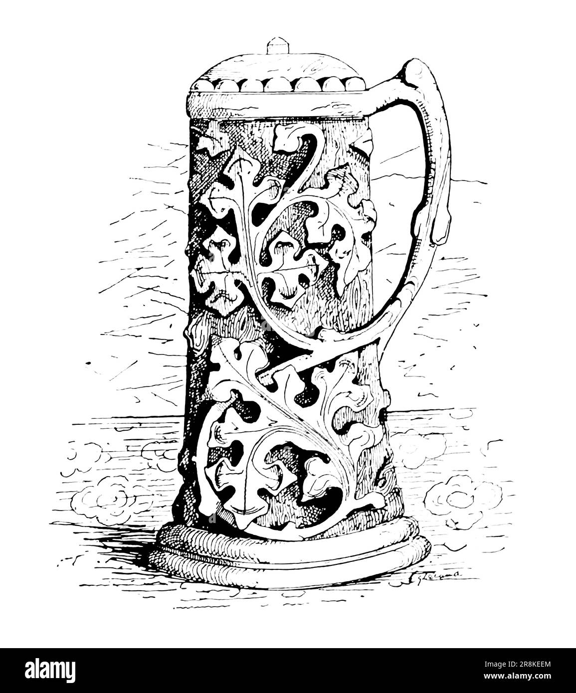 Tasse à boire ornementée croquis de l'ouvrage « A Manual of Wood Carving » de Leland, Charles Godfrey, 1824-1903; et Holtzapffel, John Jacob Date de publication 1891 par New York, Scribner Banque D'Images Tasse à boire ornementée croquis de l'ouvrage « A Manual of Wood Carving » de Leland, Charles Godfrey, 1824-1903; et Holtzapffel, John Jacob Date de publication 1891 par New York, Scribner Banque D'Images