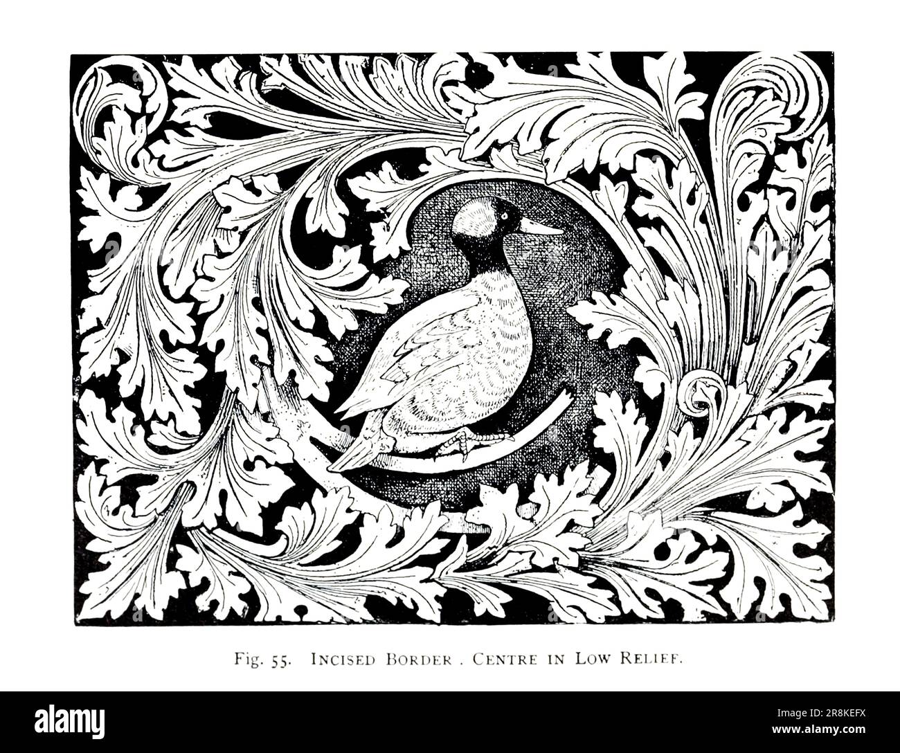 Centre frontalier incisé à Low relief croquis de la ligne de l'ouvrage "Un manuel de la sculpture en bois" par Leland, Charles Godfrey, 1824-1903; et Holtzapffel, John Jacob Date de publication 1891 par New York, Scribner Banque D'Images