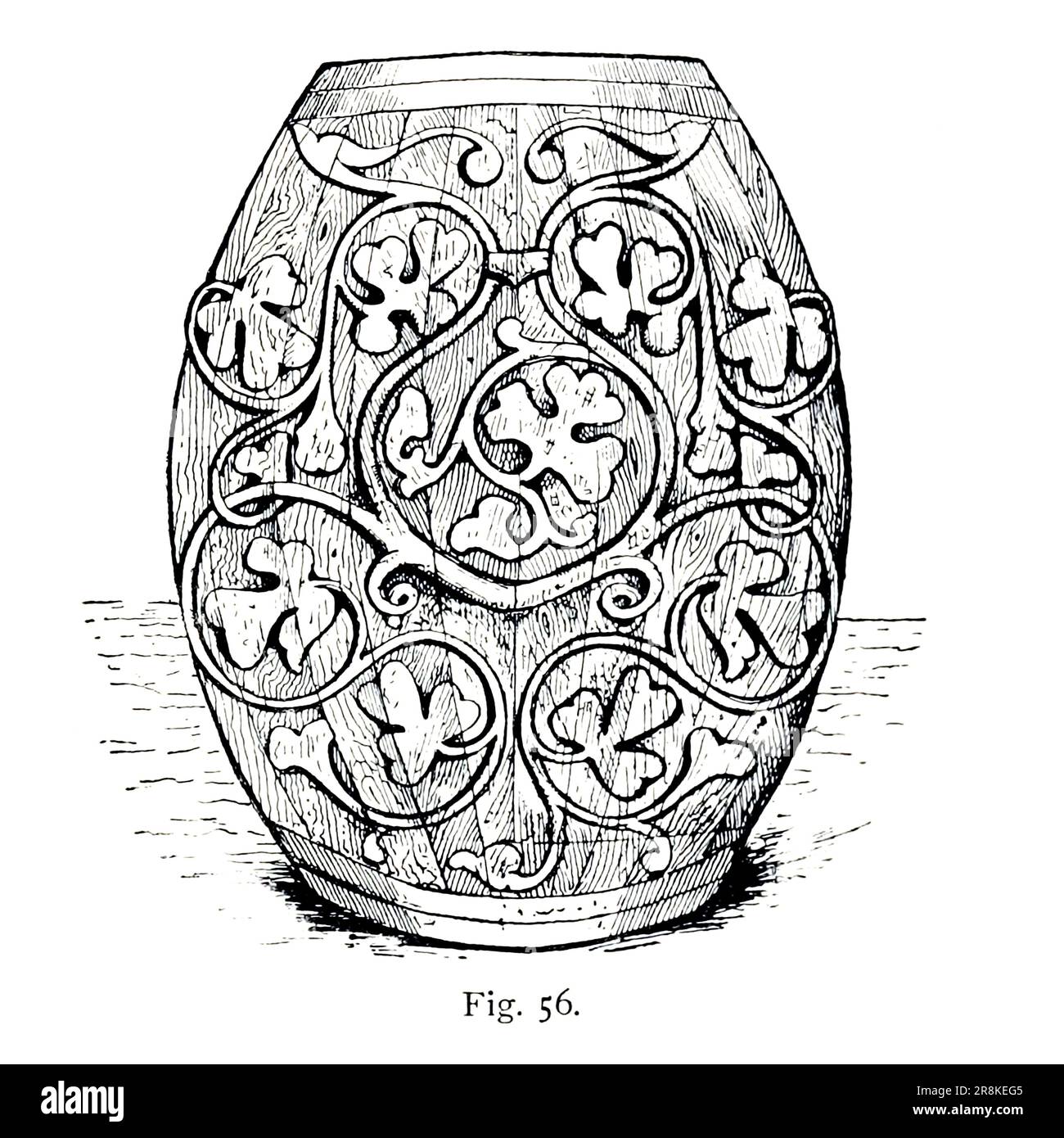 Dessin de la cask en bois décorée tiré du livre « Un manuel de sculpture en bois » de Leland, Charles Godfrey, 1824-1903; et Holtzapffel, John Jacob Date de publication 1891 par New York, Scribner Banque D'Images