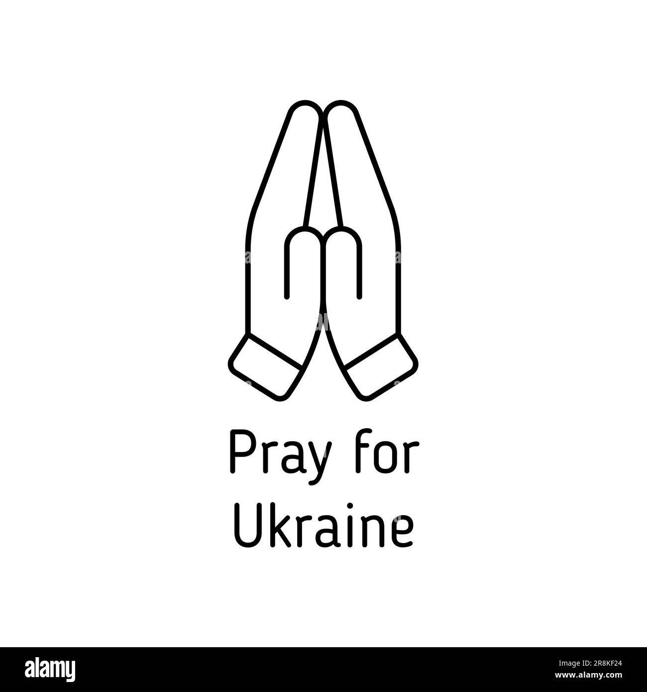 Priez pour l'Ukraine. icône de vecteur de contour namaste Illustration de Vecteur