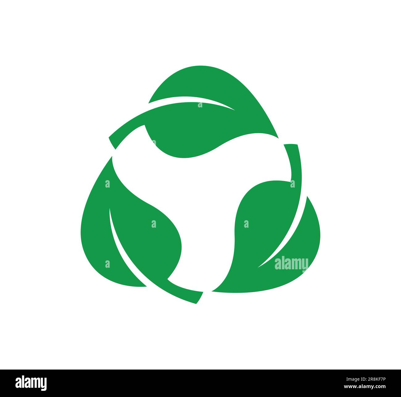 logo classique de style triangle recyclé avec 3 feuilles vertes vecteur isolé sur fond blanc Illustration de Vecteur