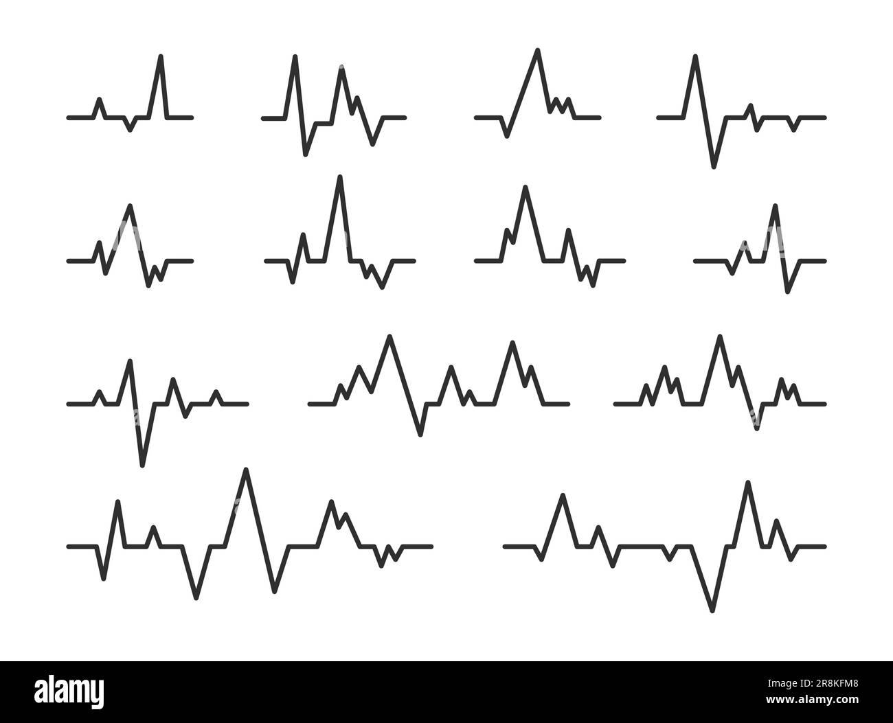 Ensemble de lignes du diagramme de battements cardiaques Illustration de Vecteur