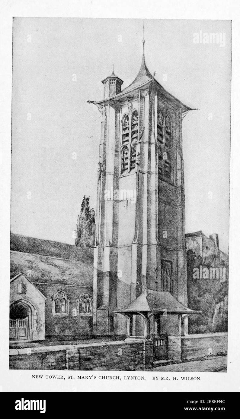 Nouvelle tour, St. Mary's Church, Lynton par M. H. Wilson de l'article ARCHITECTES ANGLAIS CONTEMPORAINS ET LEUR TRAVAIL. Par H. Heathcote Statham du magazine Engineering CONSACRÉ AU PROGRÈS INDUSTRIEL Volume X octobre 1896 NEW YORK The Engineering Magazine Co Banque D'Images