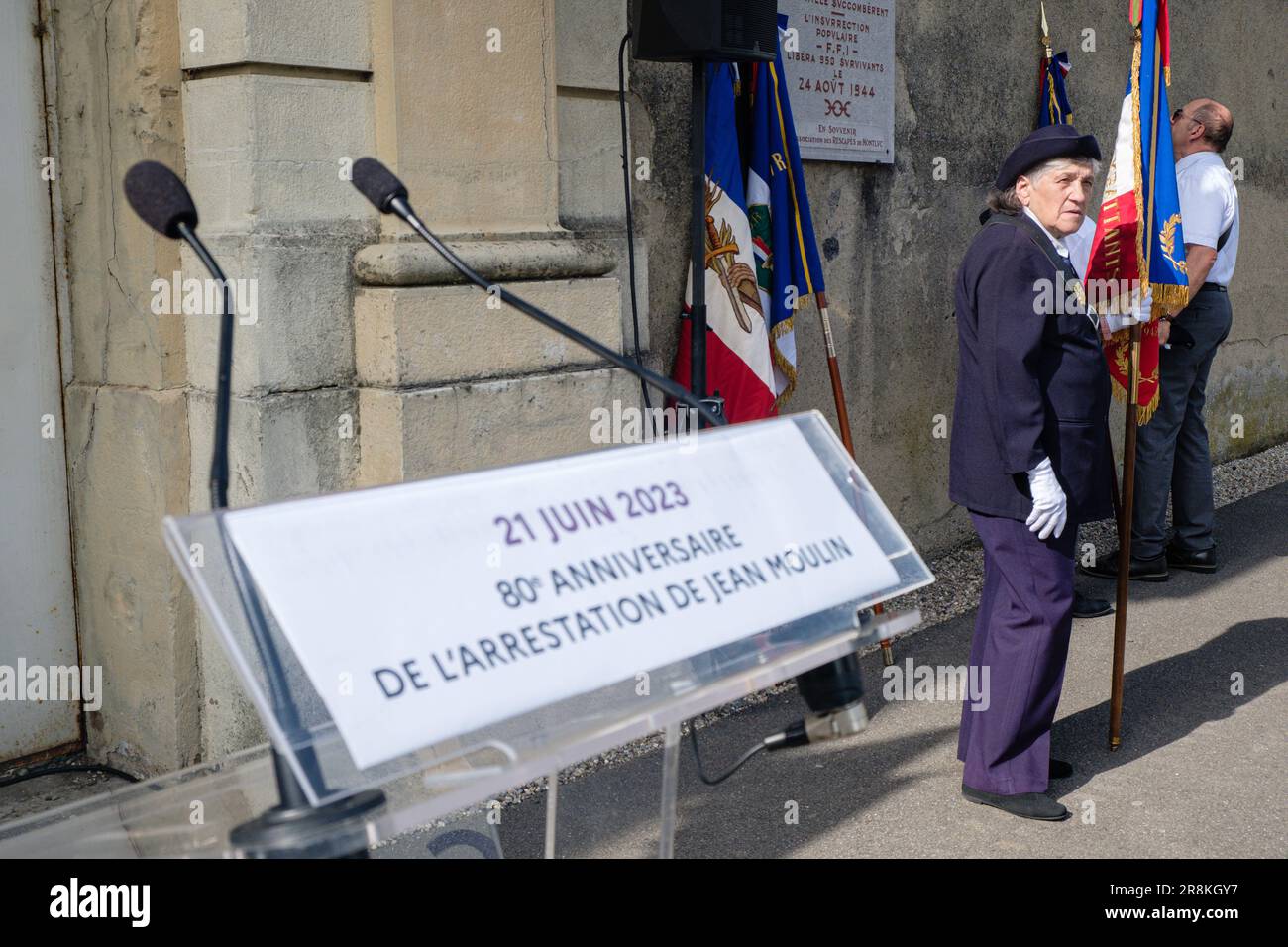 France, Lyon, 2023-06-21. Cérémonie commémorative du 80th anniversaire de  l'arrestation de Jean Moulin à Caluire (Rhône Photo Stock - Alamy