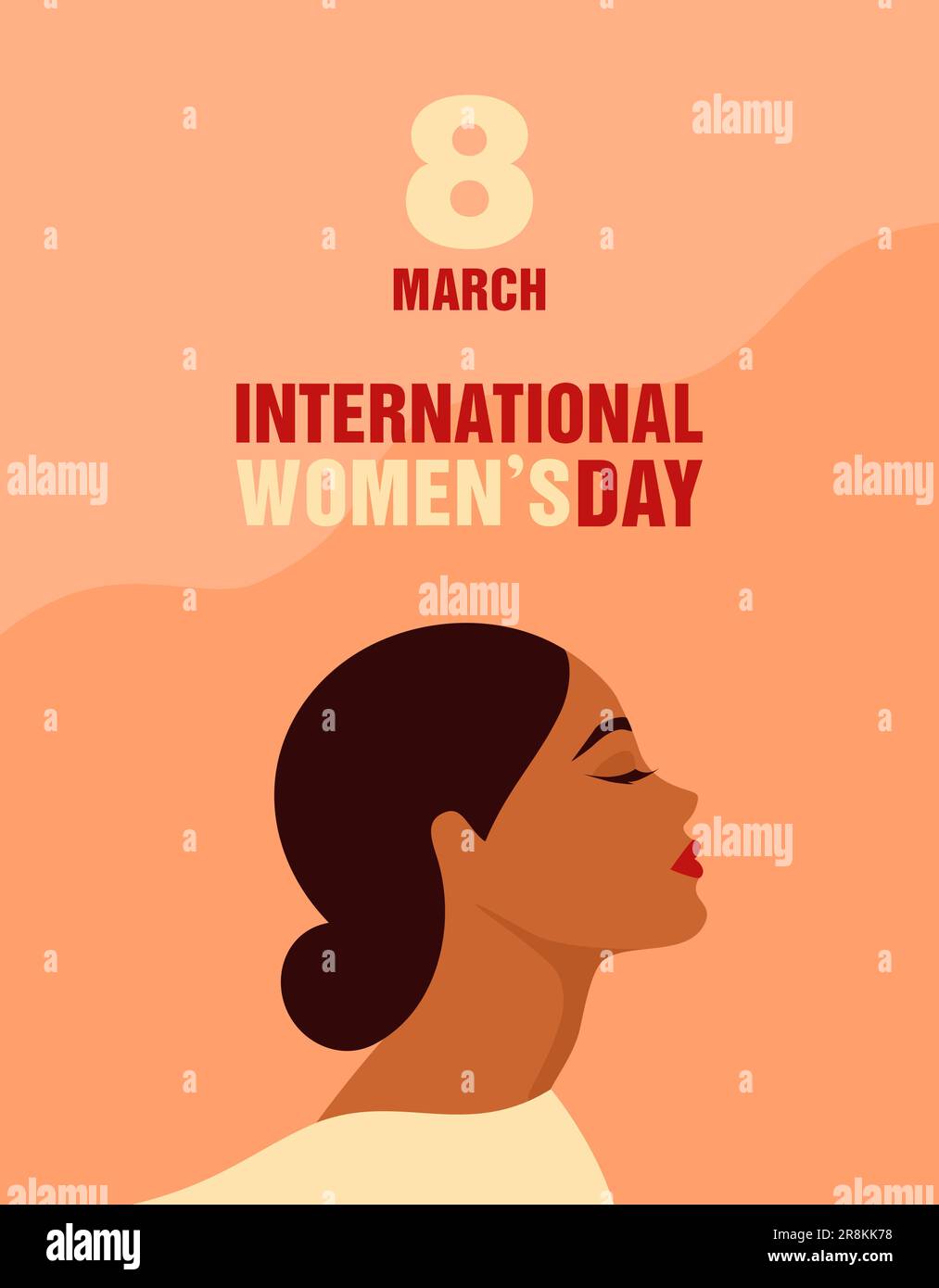 Affiche de la Journée internationale de la femme. Portrait de profil d'une belle femme aux yeux fermés. Illustration vectorielle de style plat Illustration de Vecteur