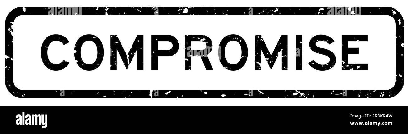 Grunge noir mot de compromis carré caoutchouc joint tampon sur fond blanc Illustration de Vecteur