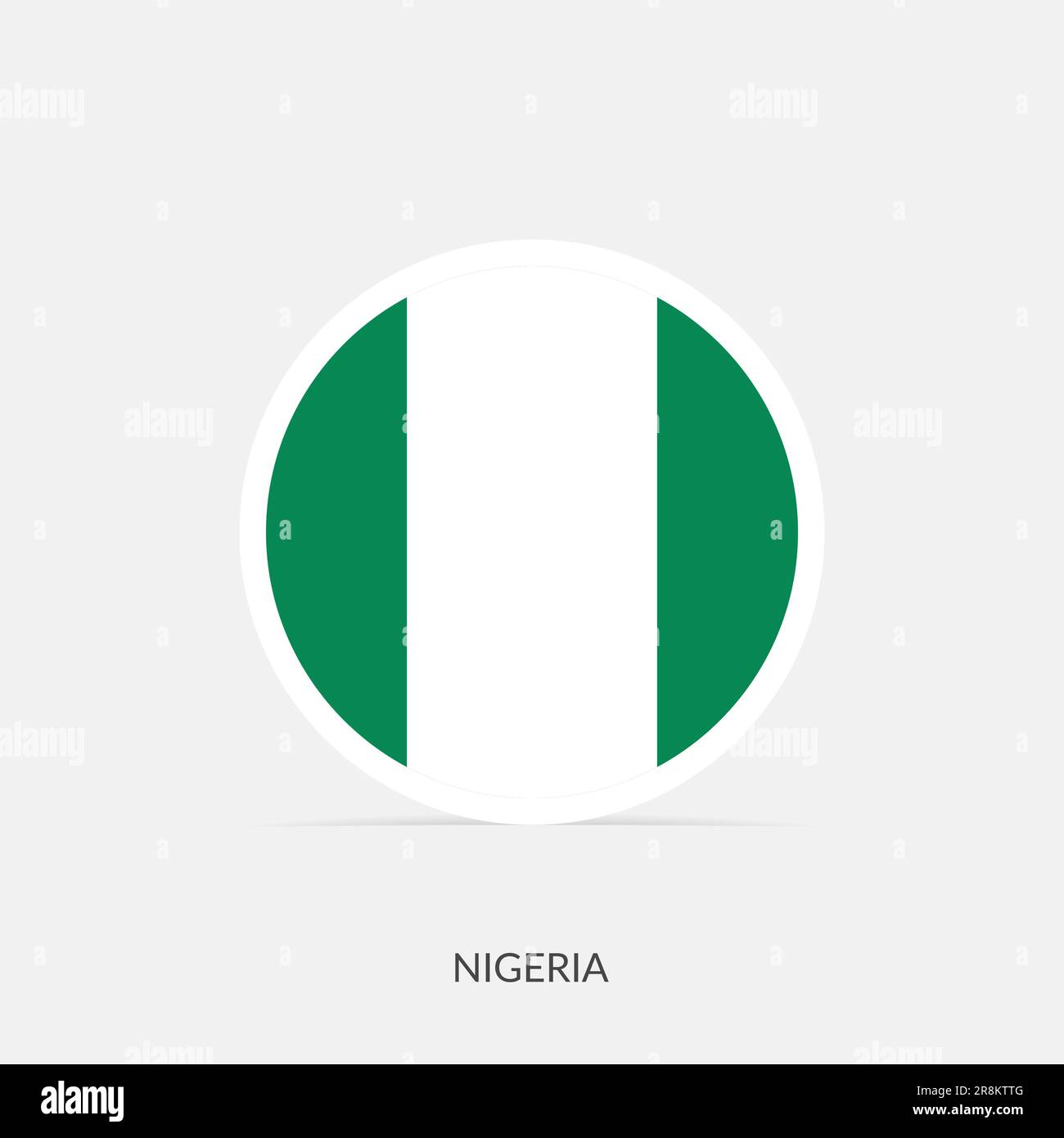 Drapeau rond du Nigeria avec ombre. Illustration de Vecteur