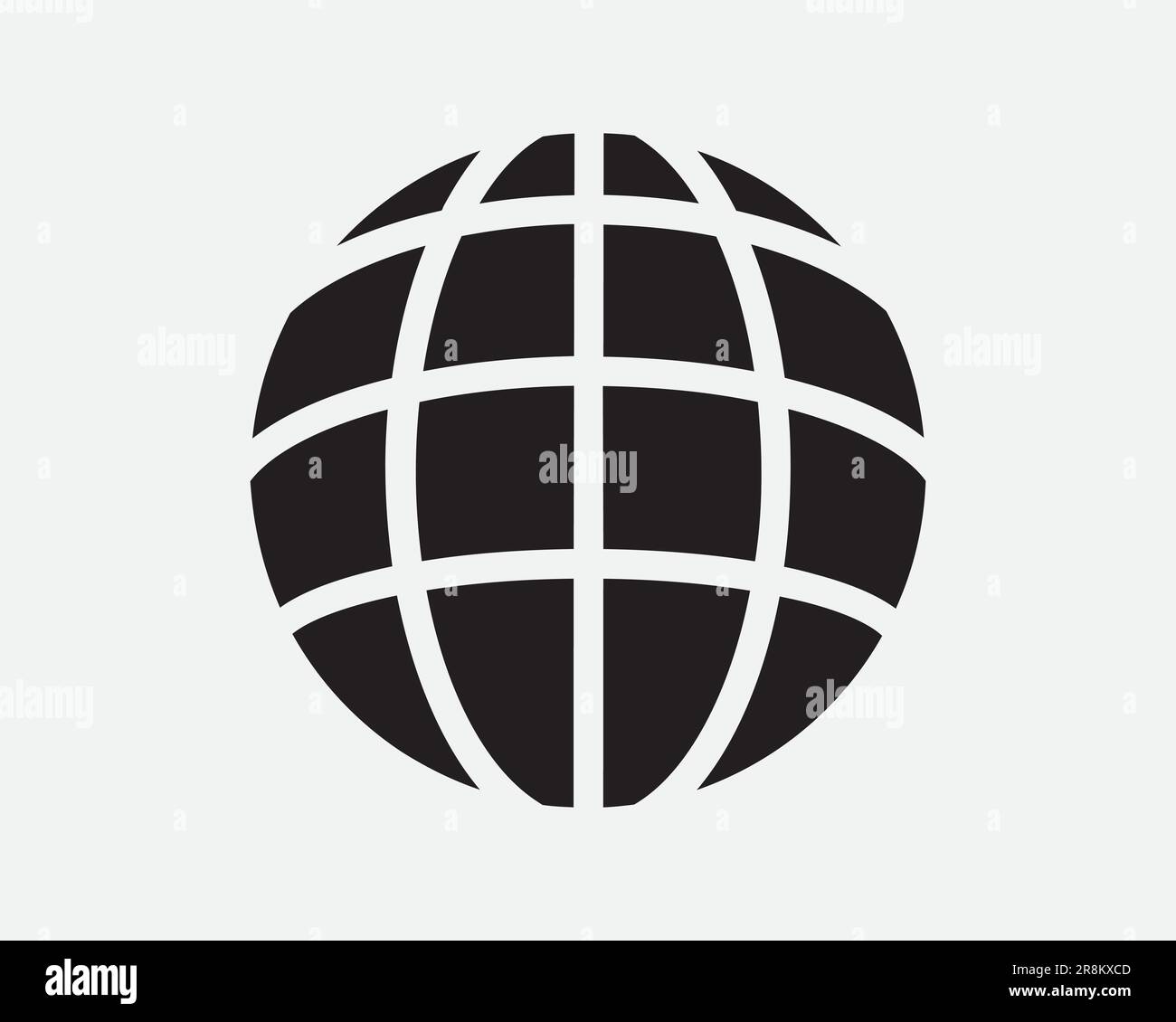 Icône globe. Earth Global Planet sphère mondiale rond fil circulaire 3D forme Noir blanc symbole Illustration Illustration graphique Clipart EPS Vector Illustration de Vecteur