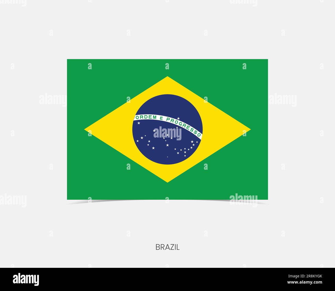 Brésil icône drapeau rectangulaire avec ombre. Illustration de Vecteur