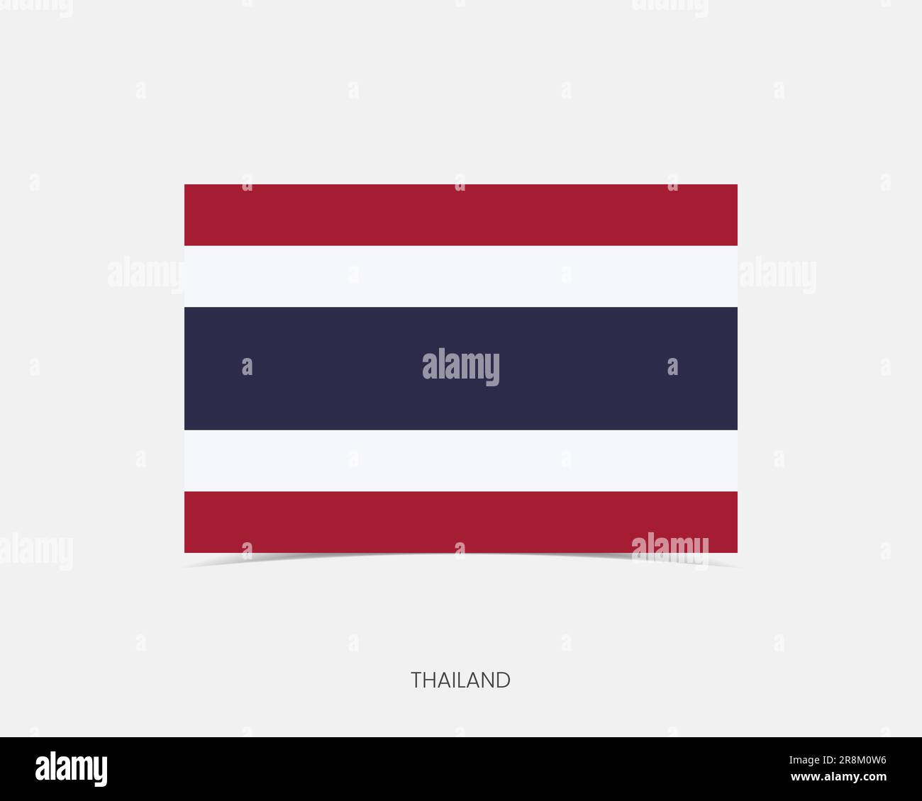 Icône drapeau de Thaïlande rectangulaire avec ombre. Illustration de Vecteur