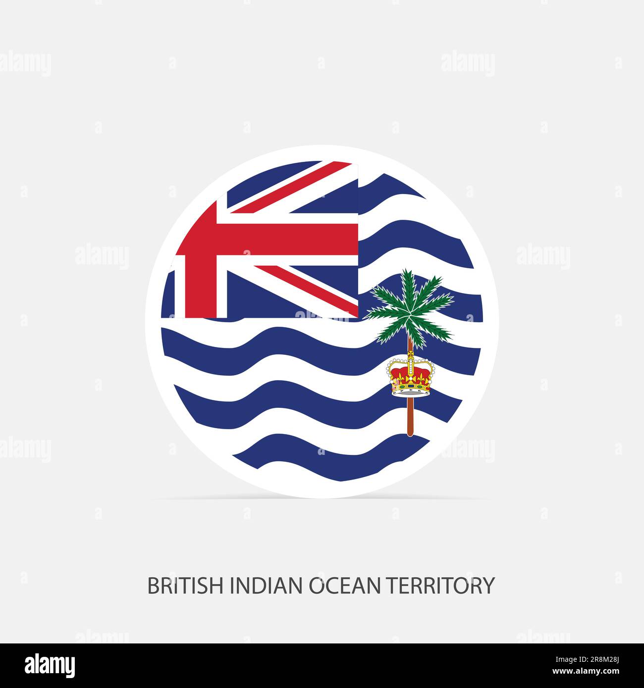 Drapeau rond du territoire britannique de l'océan Indien avec ombre. Illustration de Vecteur