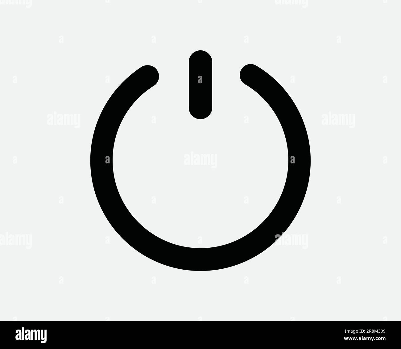 Icône Marche/Arrêt. Arrêt démarrage contrôle de l'interrupteur de l'ordinateur cercle rond. Signe blanc noir symbole forme Illustration Illustration graphique Clipart EPS Vector Illustration de Vecteur