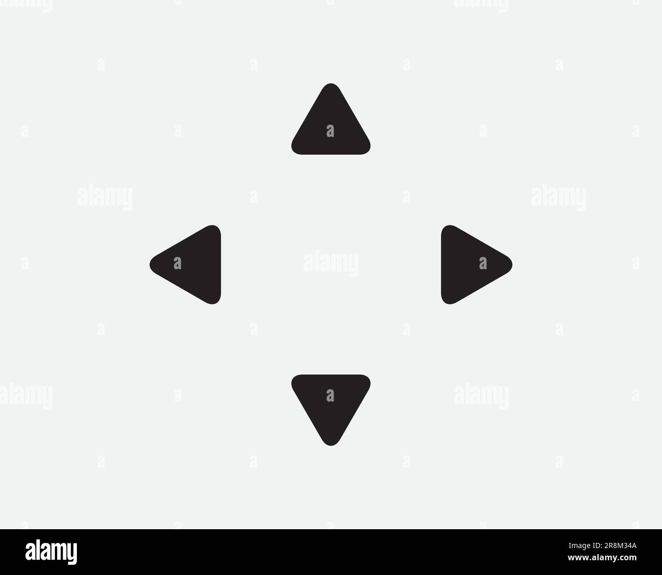 Flèche vers le haut vers le bas vers la gauche et vers la droite. Navigation dans quatre directions Zoom arrière Triangle Noir blanc symbole Illustration graphique Clipart EPS Vector Illustration de Vecteur