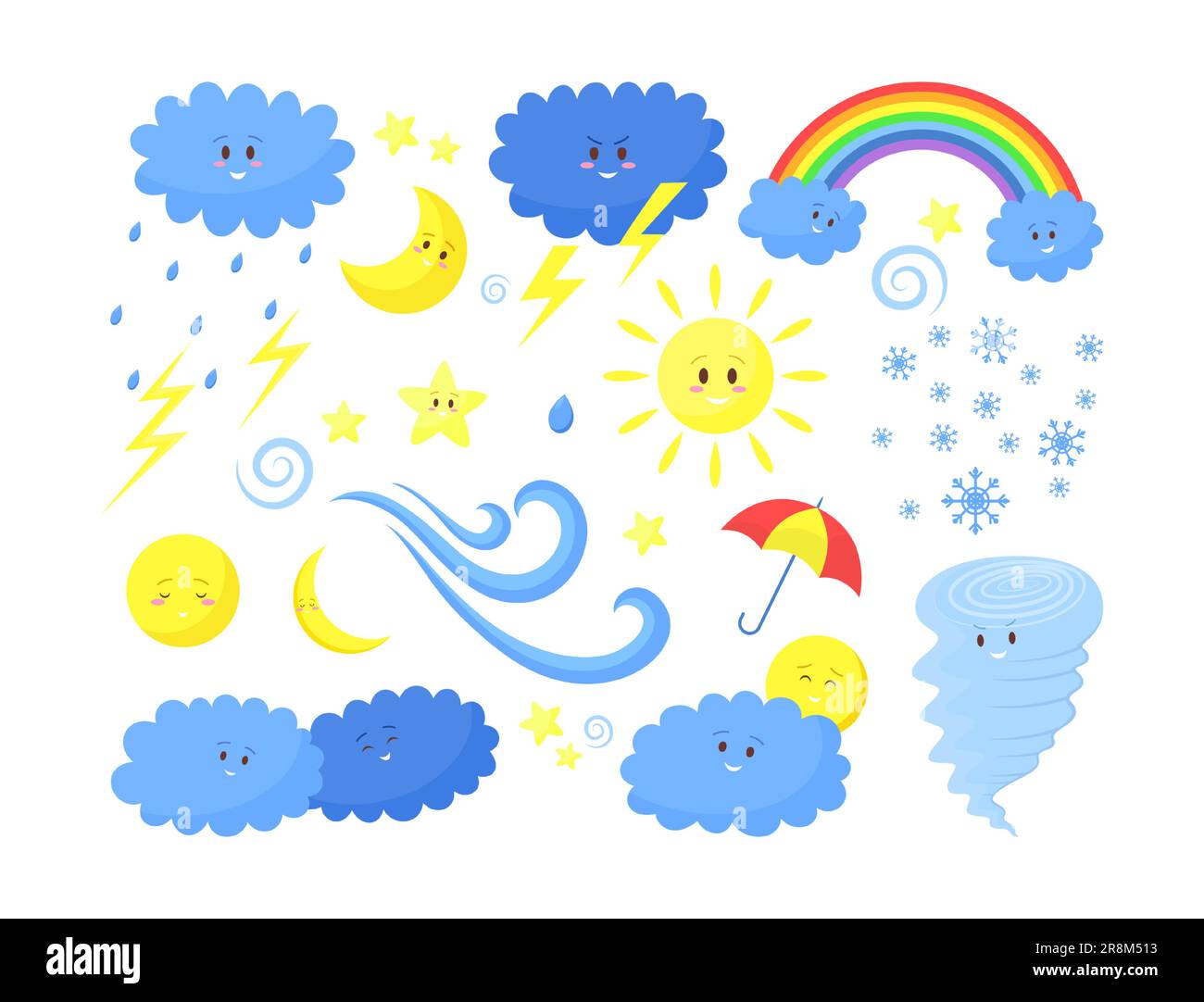 Ensemble de jolies icônes plates météo Illustration de Vecteur