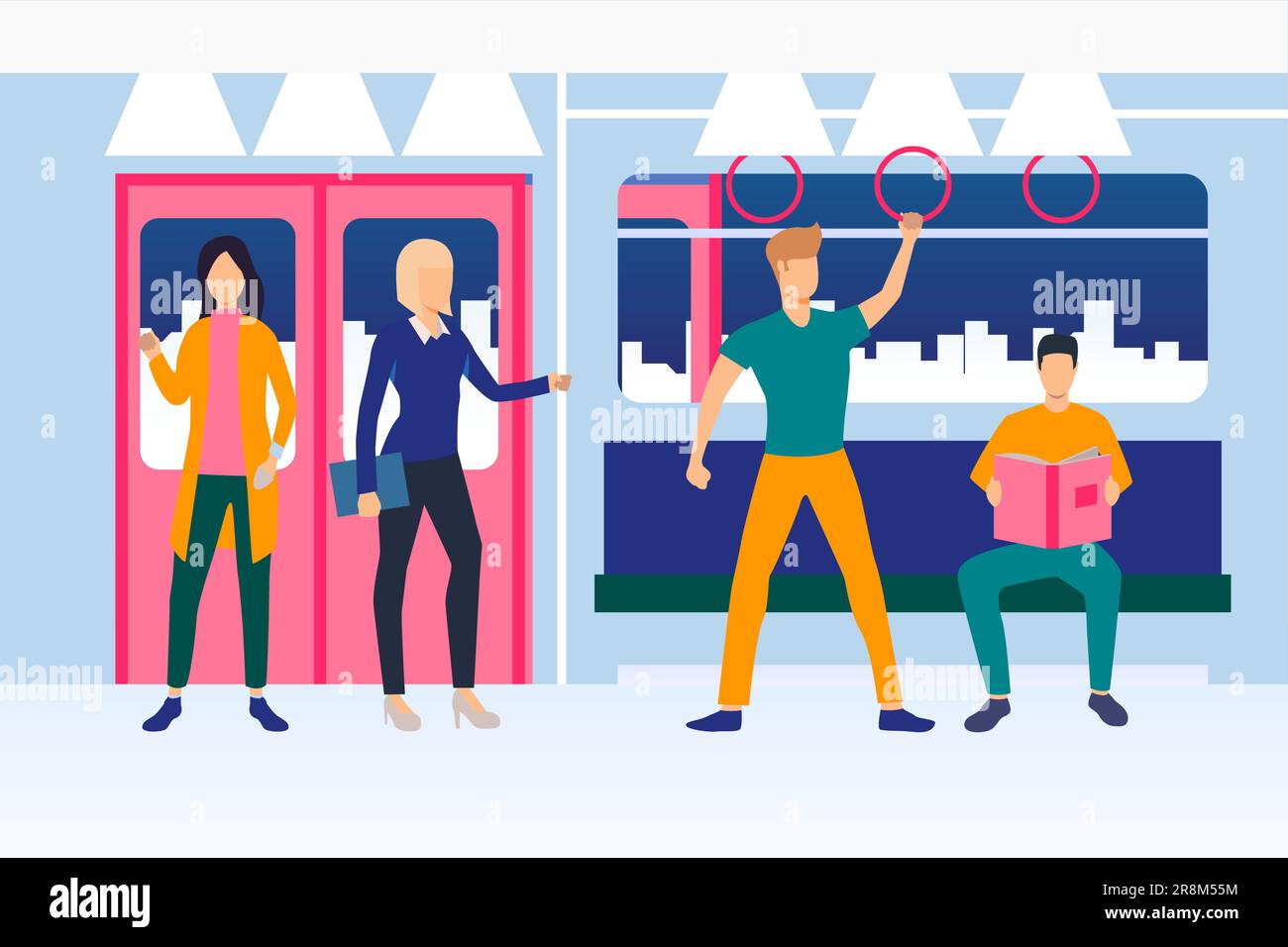 Les personnes voyageant en métro Illustration de Vecteur