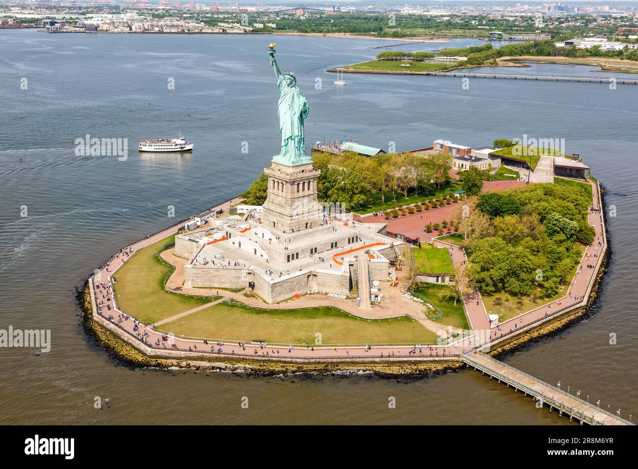 Photo aérienne de la Statue de la liberté de New York aux États-Unis Banque D'Images
