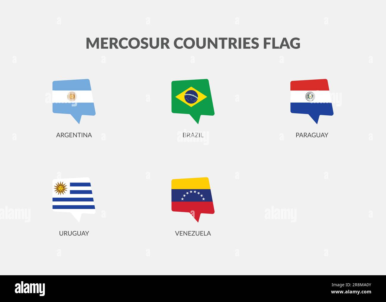 Mercosur pays drapeau de discussion ensemble d'icônes. Illustration de Vecteur
