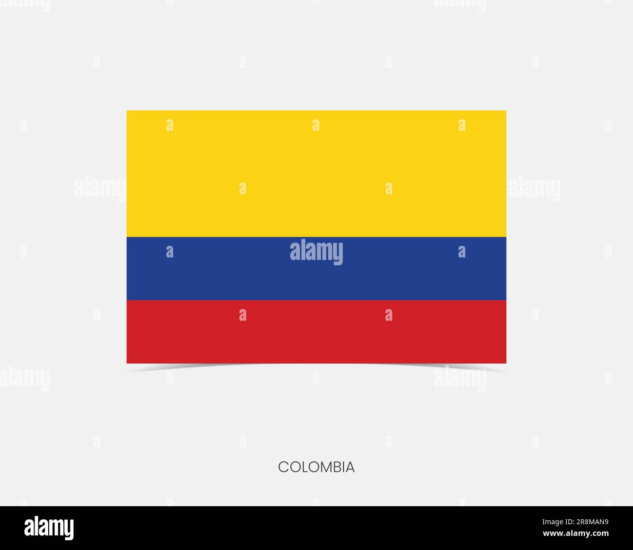 Icône drapeau rectangle Colombie avec ombre. Illustration de Vecteur