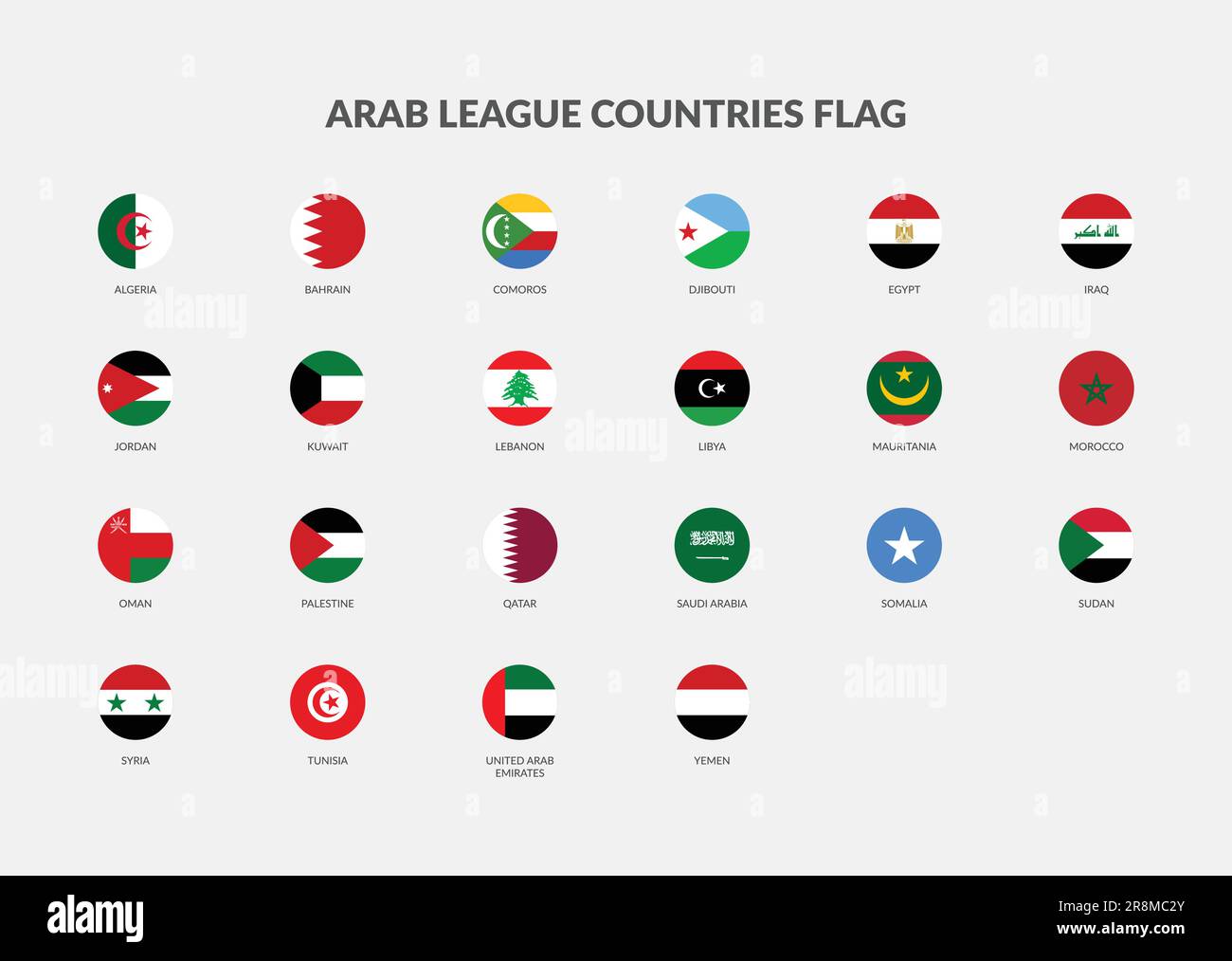 Collection d'icônes de drapeau des pays de la Ligue arabe Illustration de Vecteur