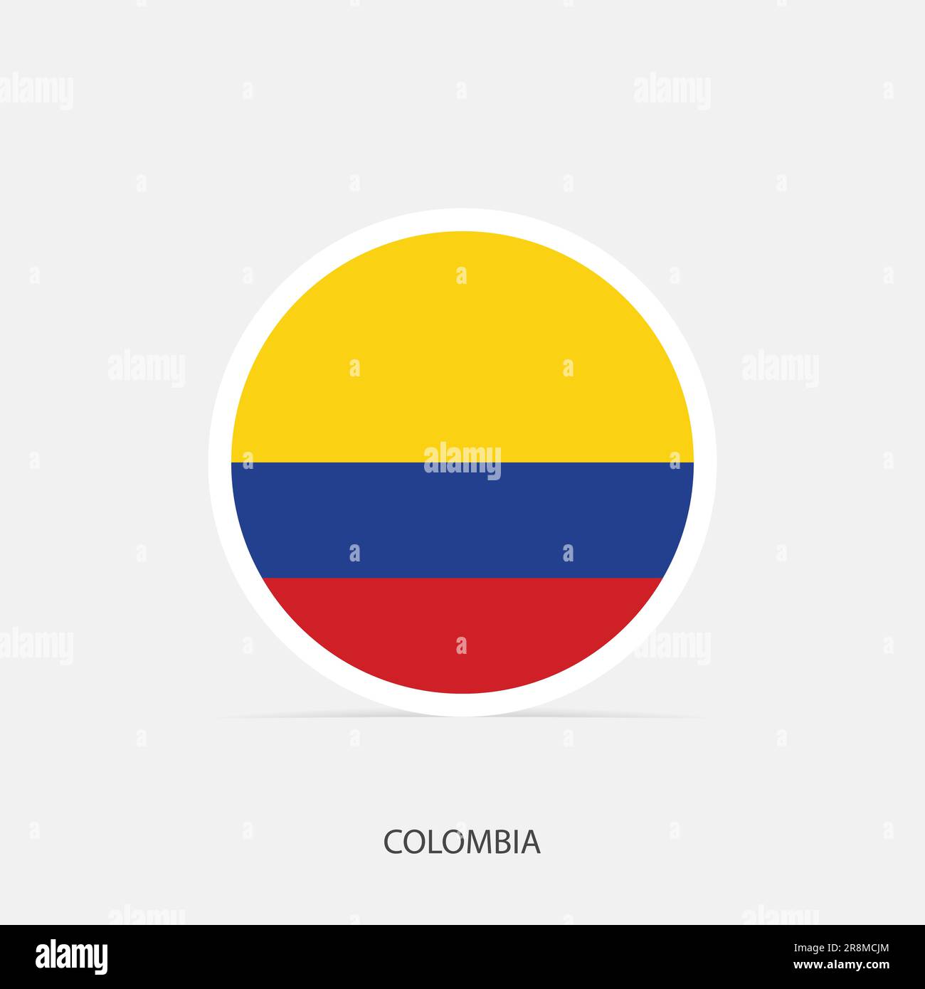 Drapeau rond de Colombie avec ombre. Illustration de Vecteur