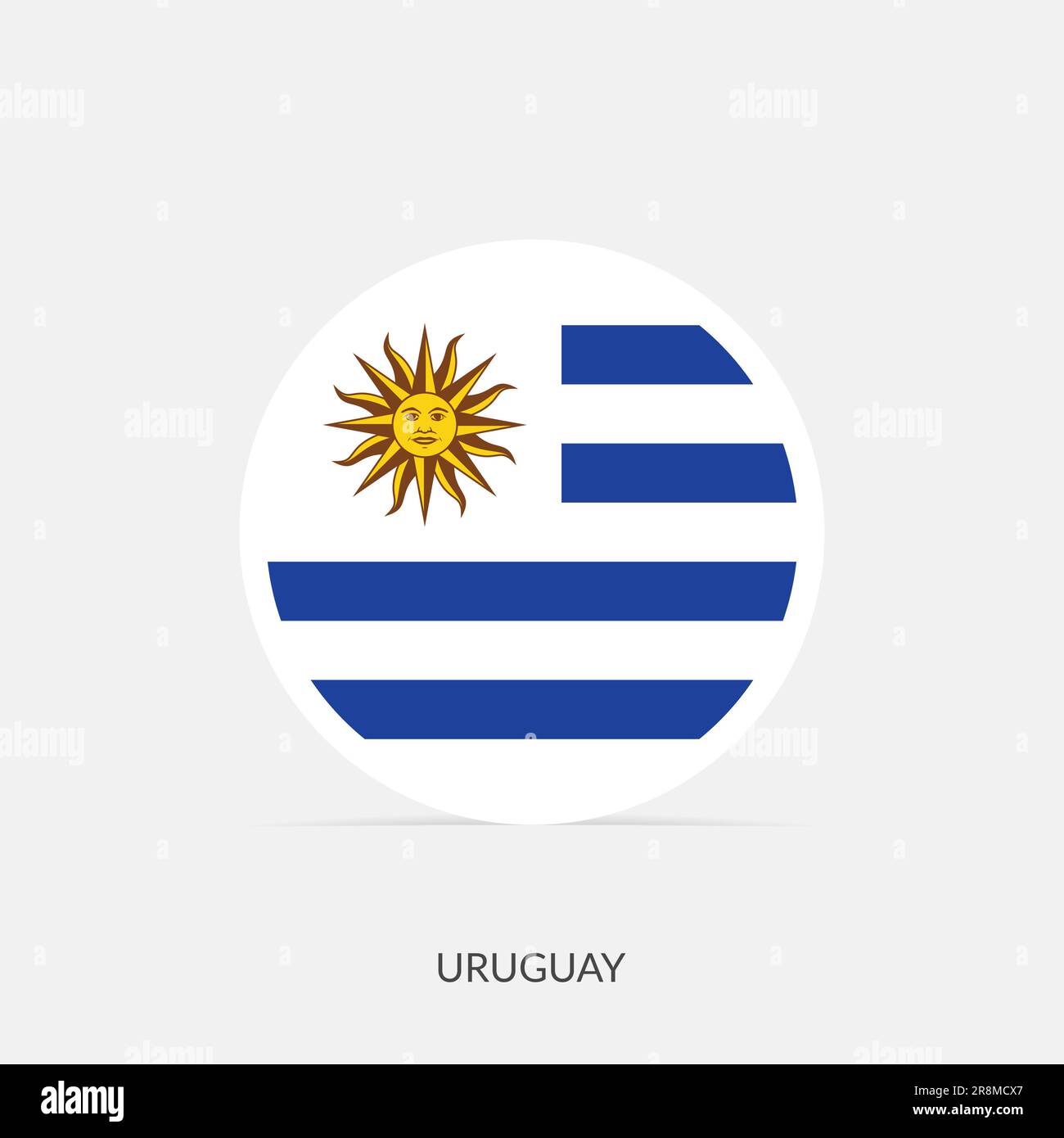 Icône drapeau rond d'Uruguay avec ombre. Illustration de Vecteur