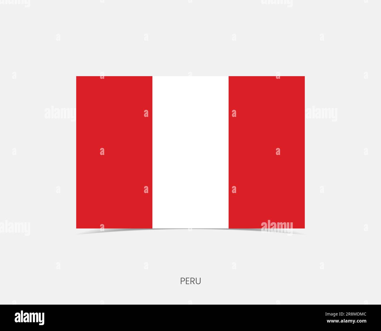Drapeau rectangle Pérou avec ombre. Illustration de Vecteur