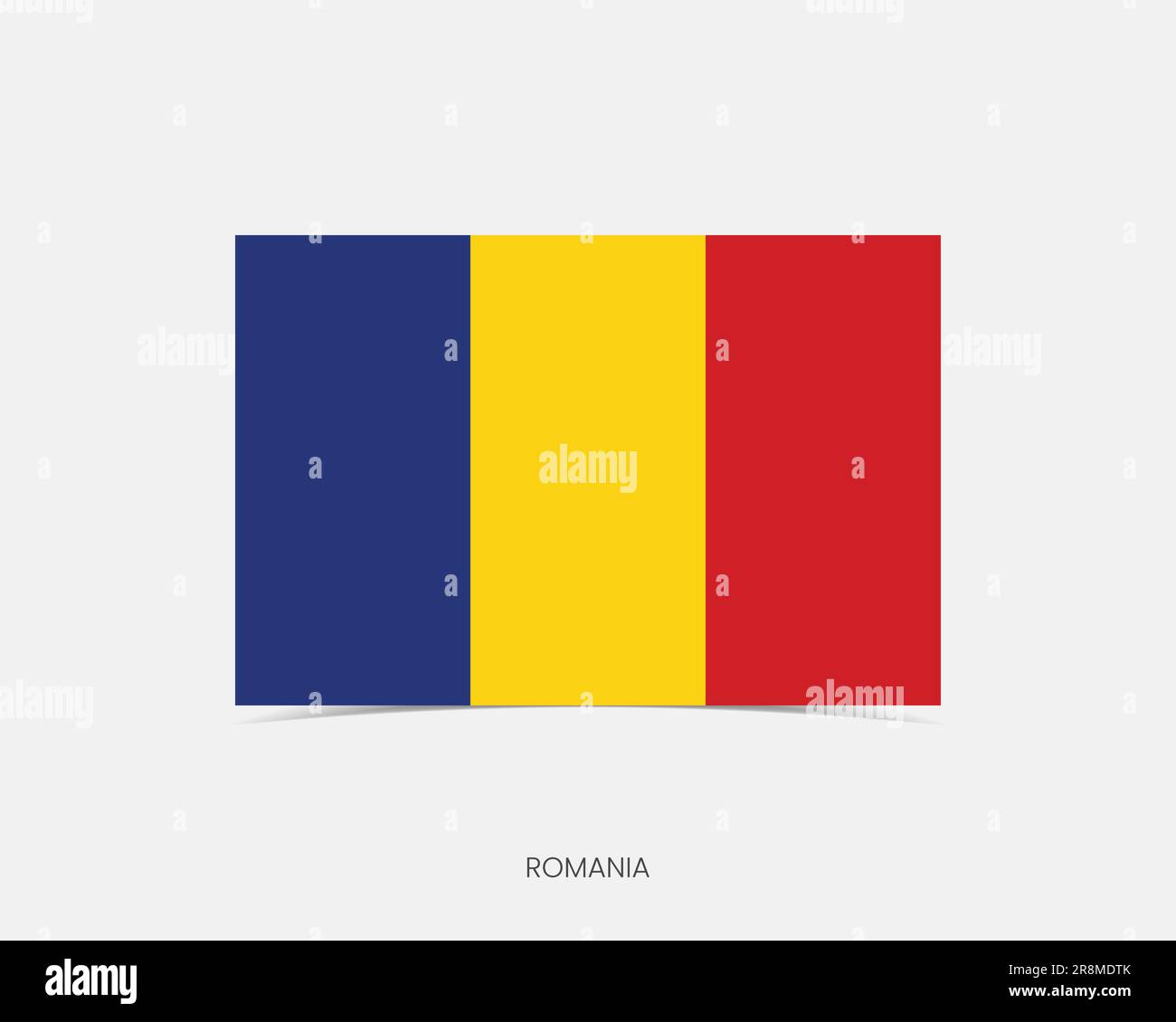 Roumanie drapeau rectangle avec ombre. Illustration de Vecteur
