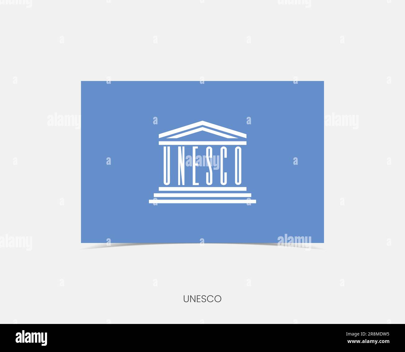 Icône drapeau rectangulaire UNESCO avec ombre. Illustration de Vecteur