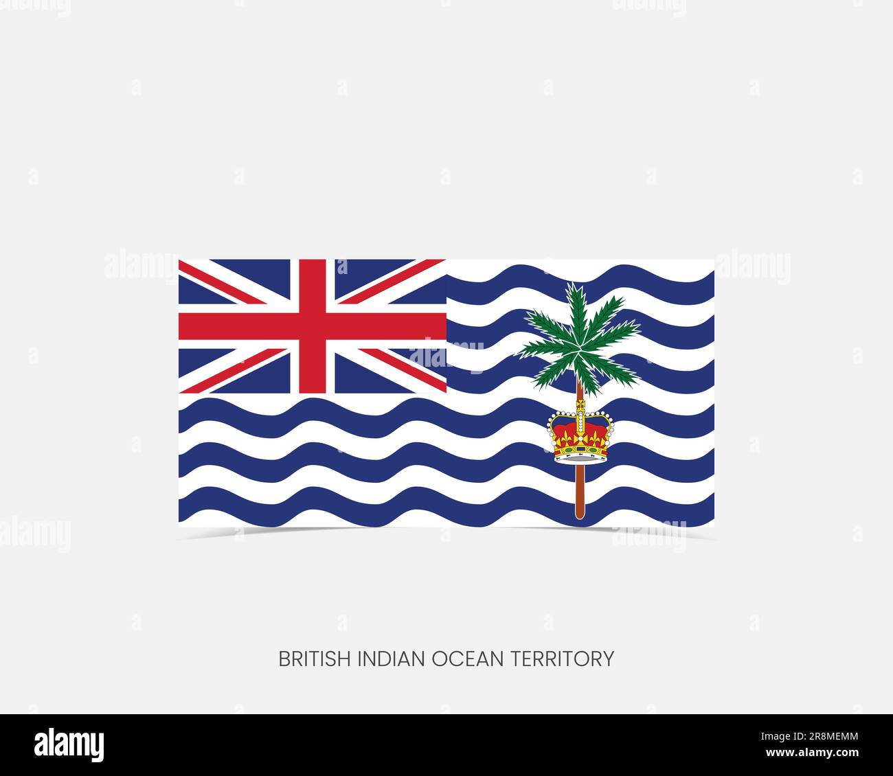 Drapeau rectangle de l'océan Indien britannique avec ombre. Illustration de Vecteur