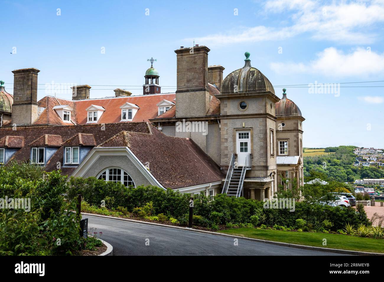 Vue arrière de l'hôtel Fowey Hall à Cornwall Banque D'Images