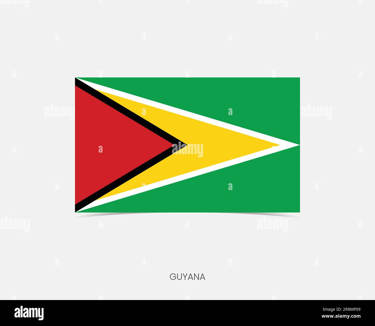 Drapeau rectangulaire de Guyane avec ombre. Illustration de Vecteur
