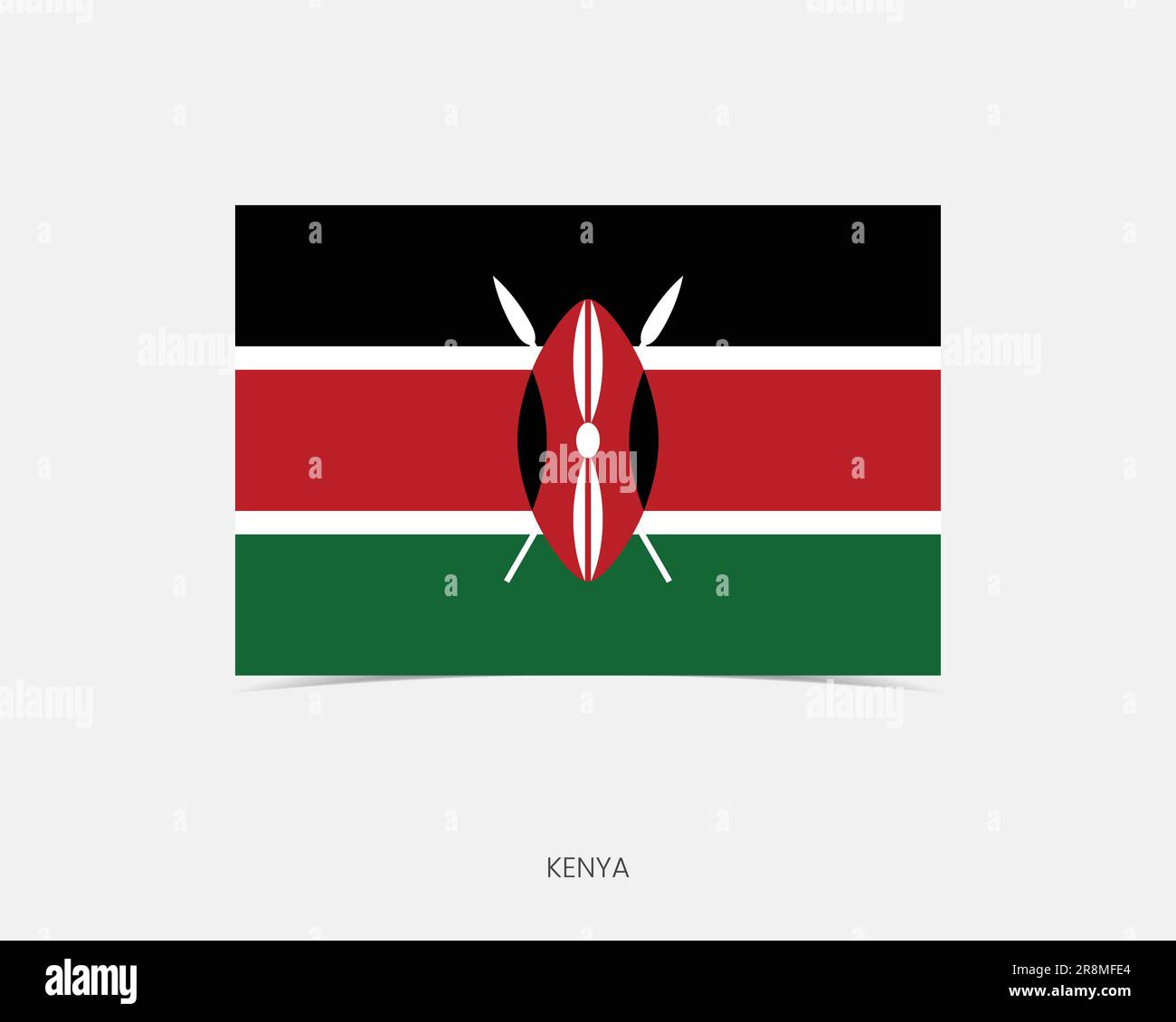 Kenya icône drapeau rectangulaire avec ombre. Illustration de Vecteur