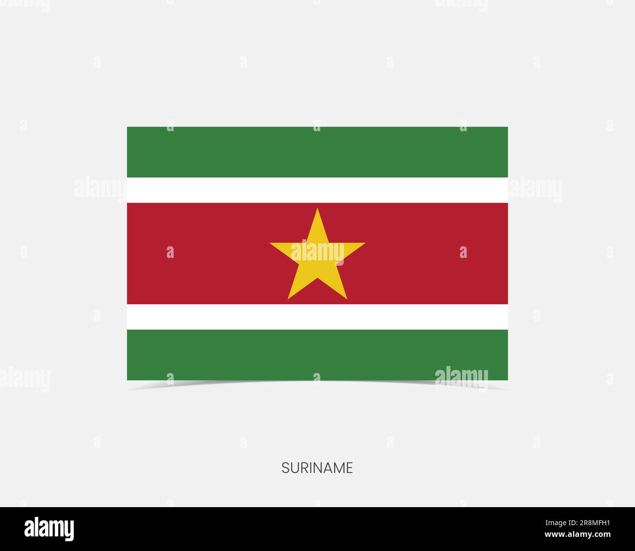 Drapeau rectangle surinamais avec ombre. Illustration de Vecteur