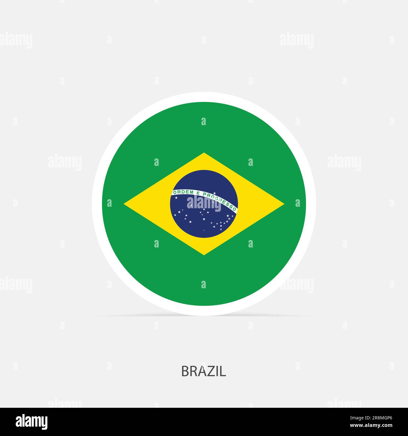 Drapeau rond du Brésil avec ombre. Illustration de Vecteur