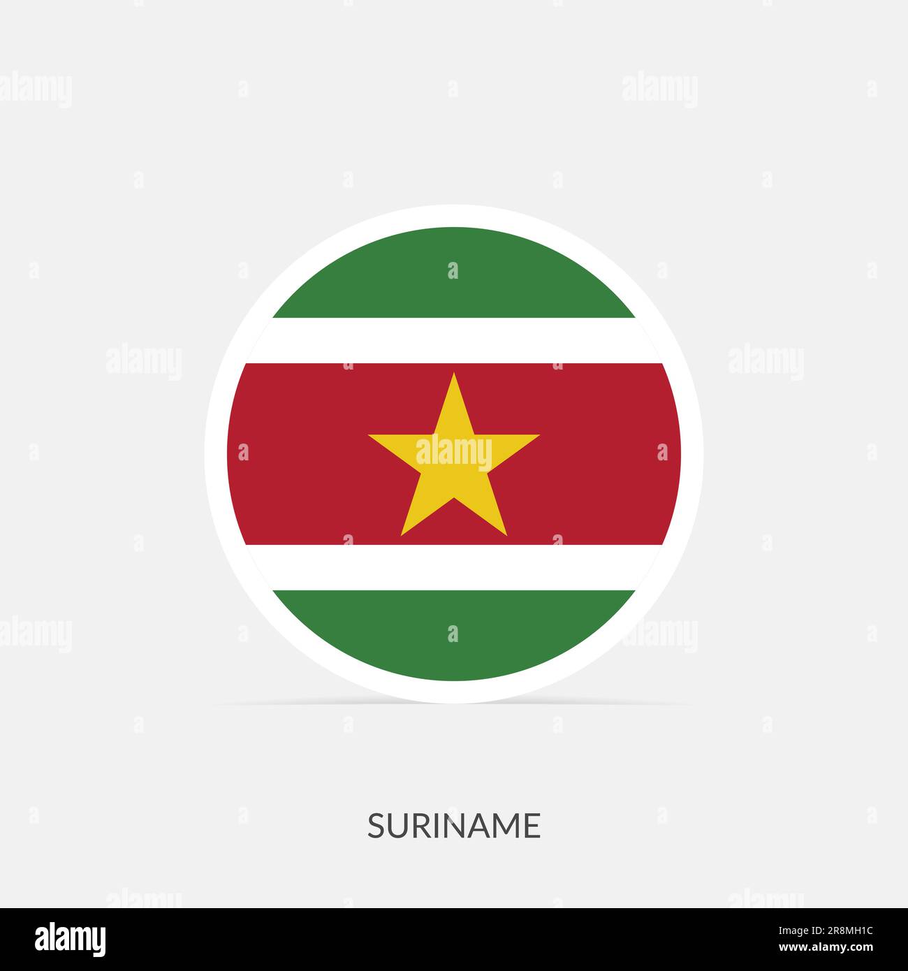 Drapeau rond du Suriname avec ombre. Illustration de Vecteur