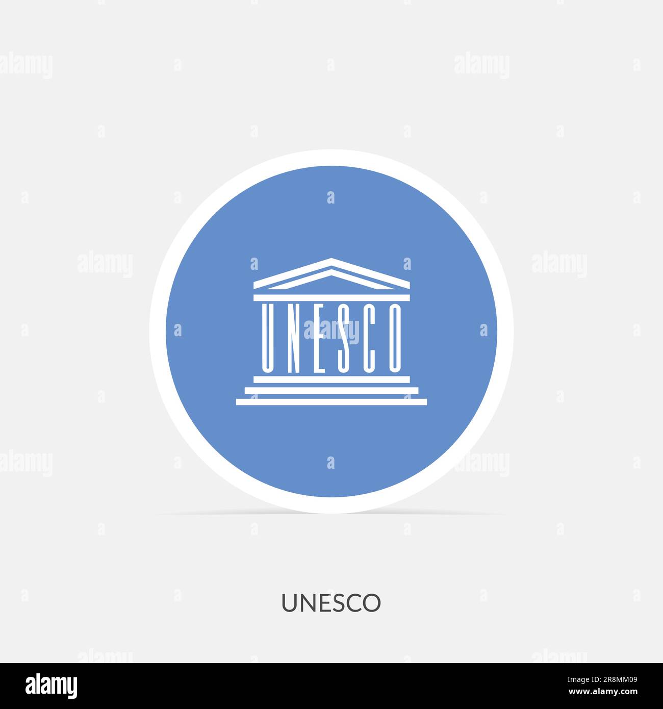 Drapeau rond UNESCO avec ombre. Illustration de Vecteur