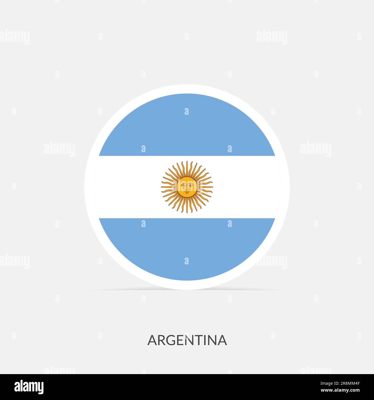Icône de drapeau rond argentin avec ombre. Illustration de Vecteur