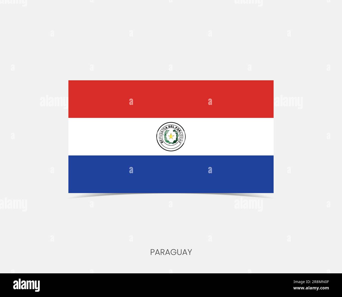 Paraguay drapeau rectangle avec ombre. Illustration de Vecteur
