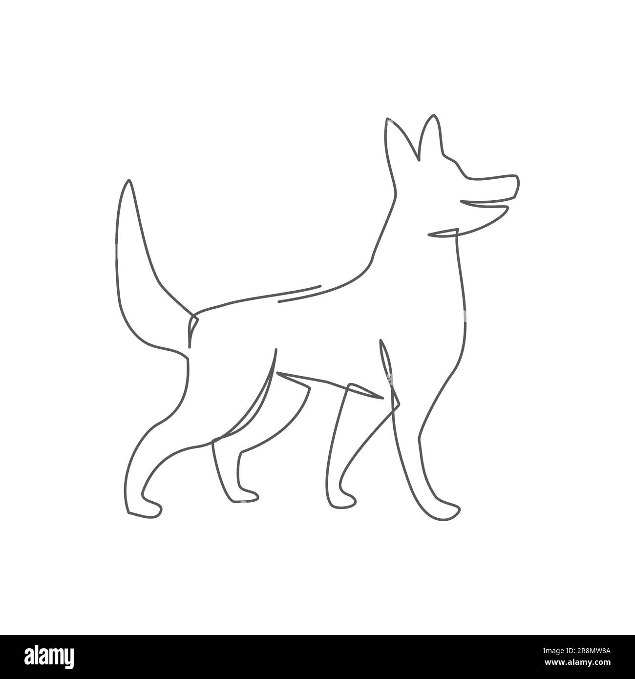 Chien une ligne dessinant sur fond blanc Illustration de Vecteur
