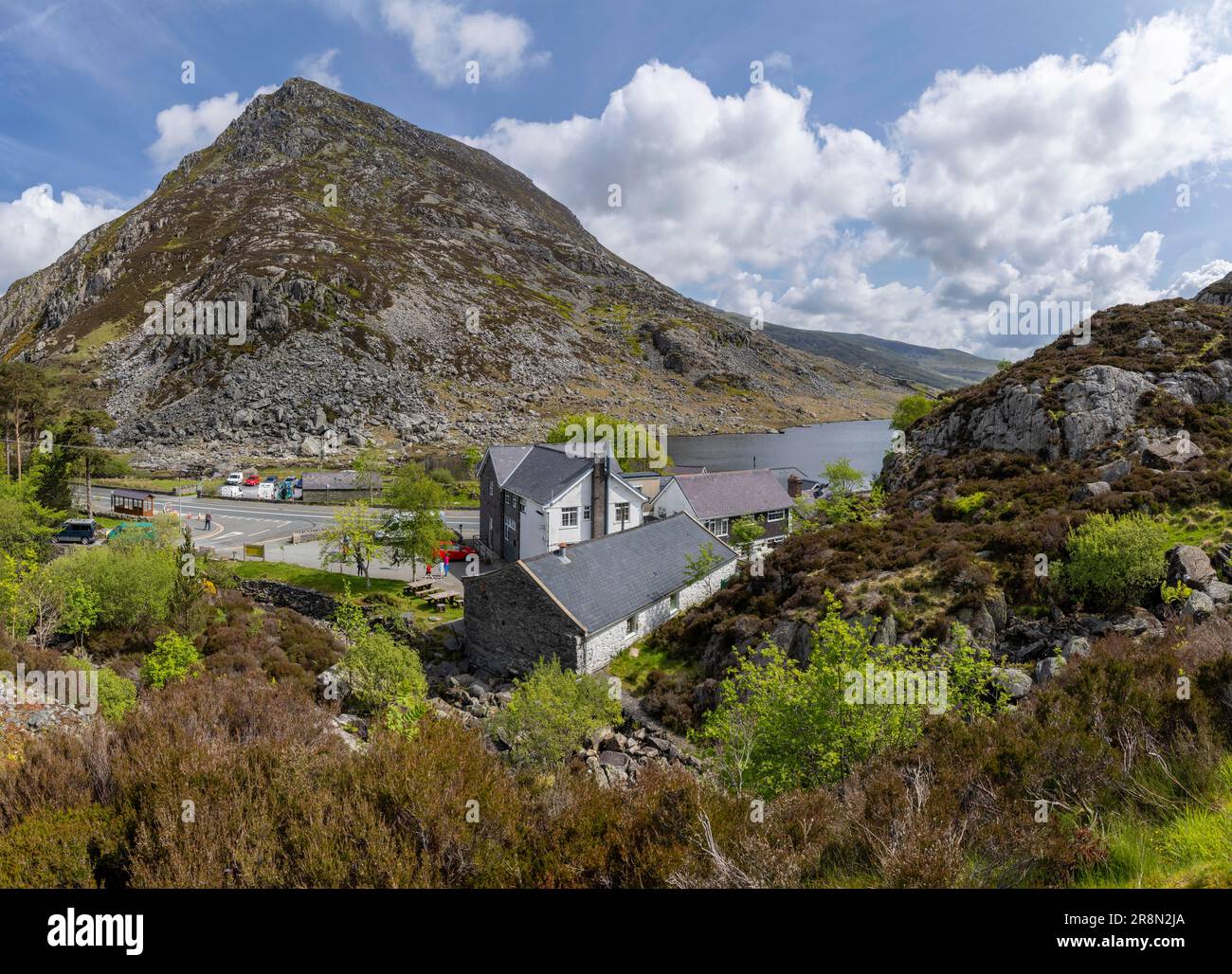 Vue de Pont Pen-y-benglog, Llyn Ogwen, pays de Galles, Grande-Bretagne Banque D'Images